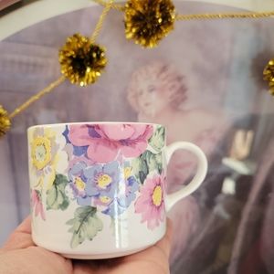 Horchow Floral Cups Mugs ~ "Patricia" Pattern ~ Japan ~ Shabby Chic ~ Stoneware